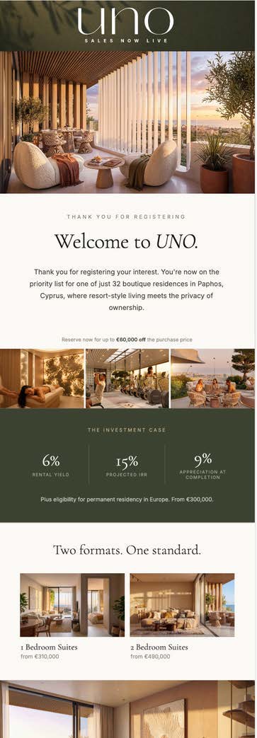 UNO welcome email creative